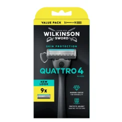 Holící strojek Wilkinson Quattro 4 Skin Protection + 9 náhradních hlavic