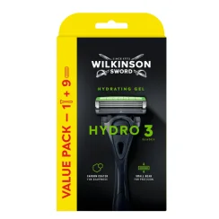 Holící strojek Wilkinson Hydro3 Skin Protection Value Pack + 9 náhradních hlavic